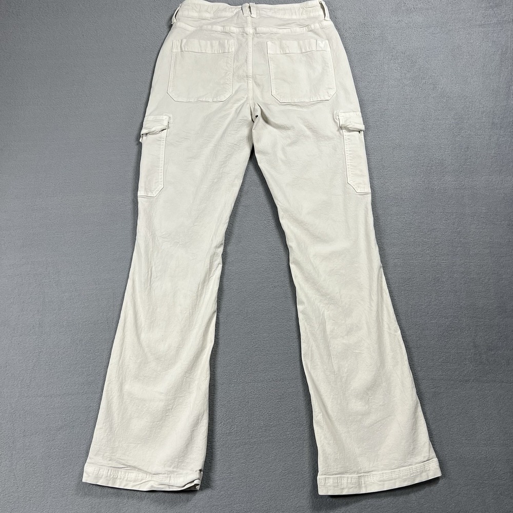 American Eagle Womens 6 L White Cargo Classic Bootcut High Rise Drawstring Y2K - Picture 2 of 12
